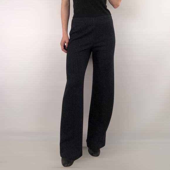 J.‎ McLaughlin Carter Pinstripe Wool Blend Wide Leg Pants Navy Blue 6 - Picture 1 of 8